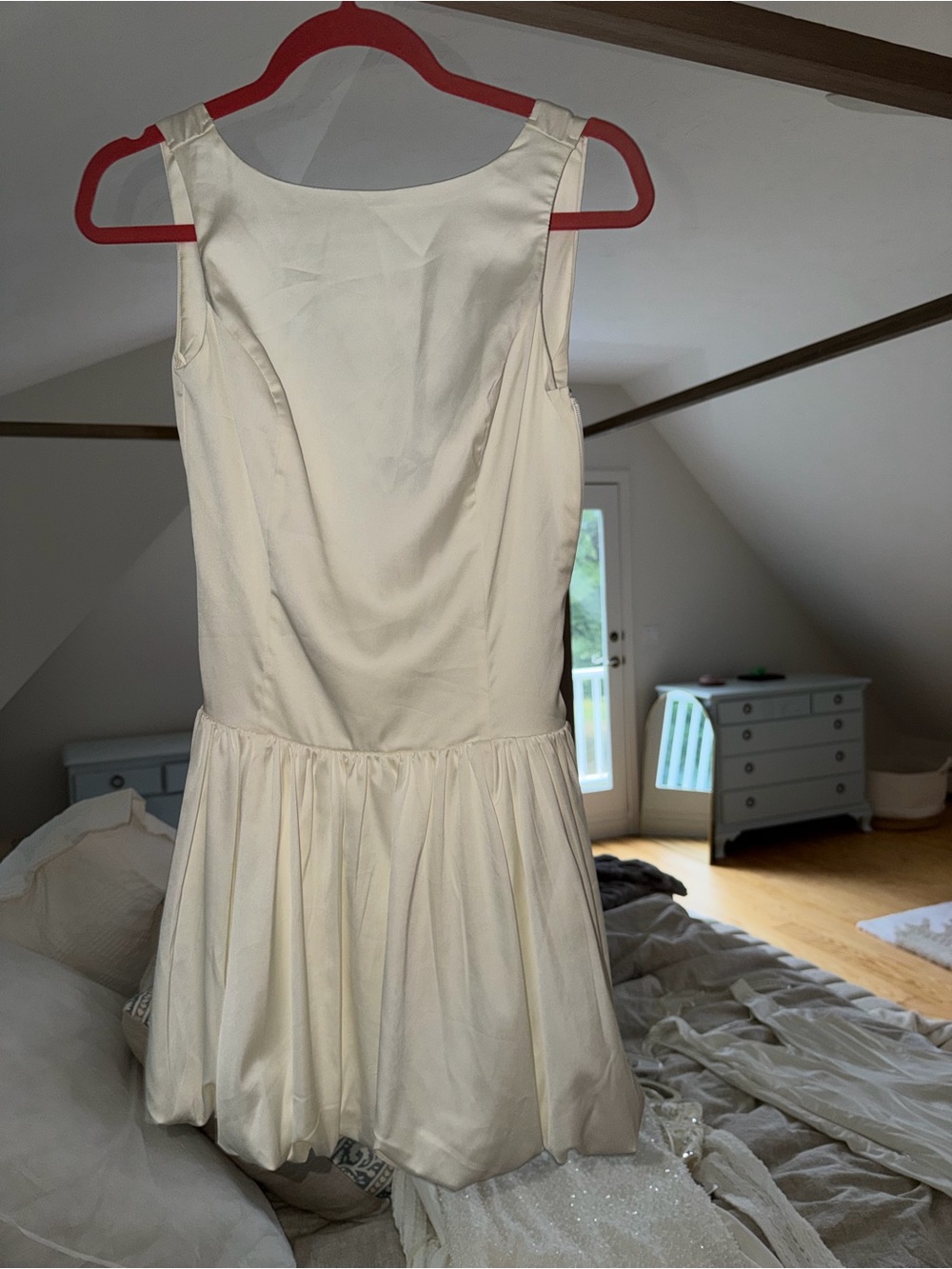 Abercrombie & Fitch Ivory Sleeveless Pleated Mini Dress